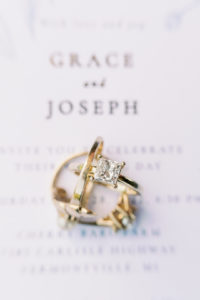 classic princess cut gold band wedding ring