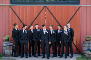groom and his groomsmen at cherry barc farms